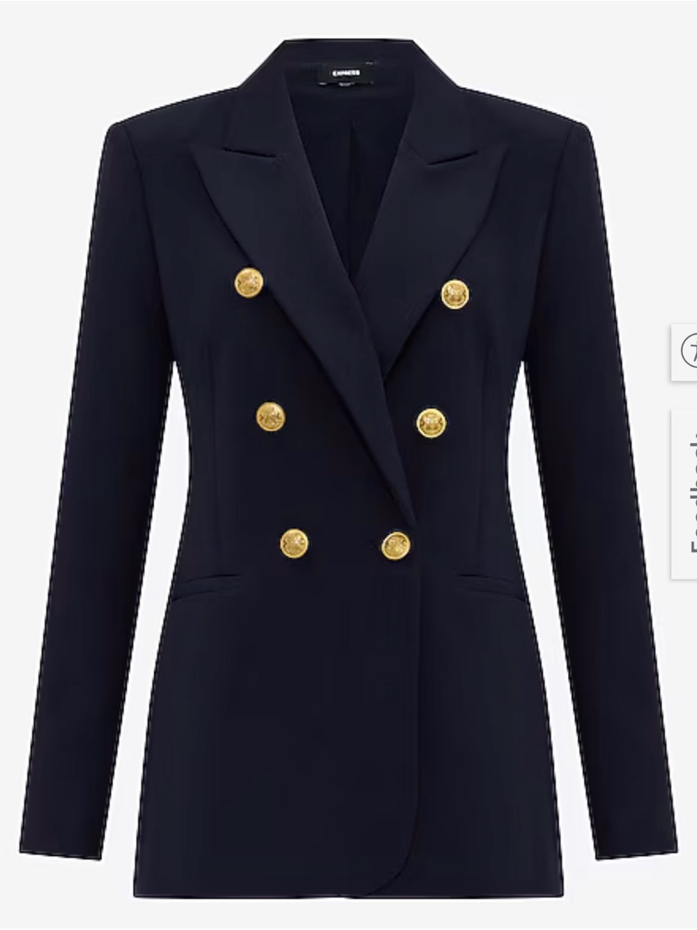 Express Black Double-Breasted Blazer with Gold Buttons